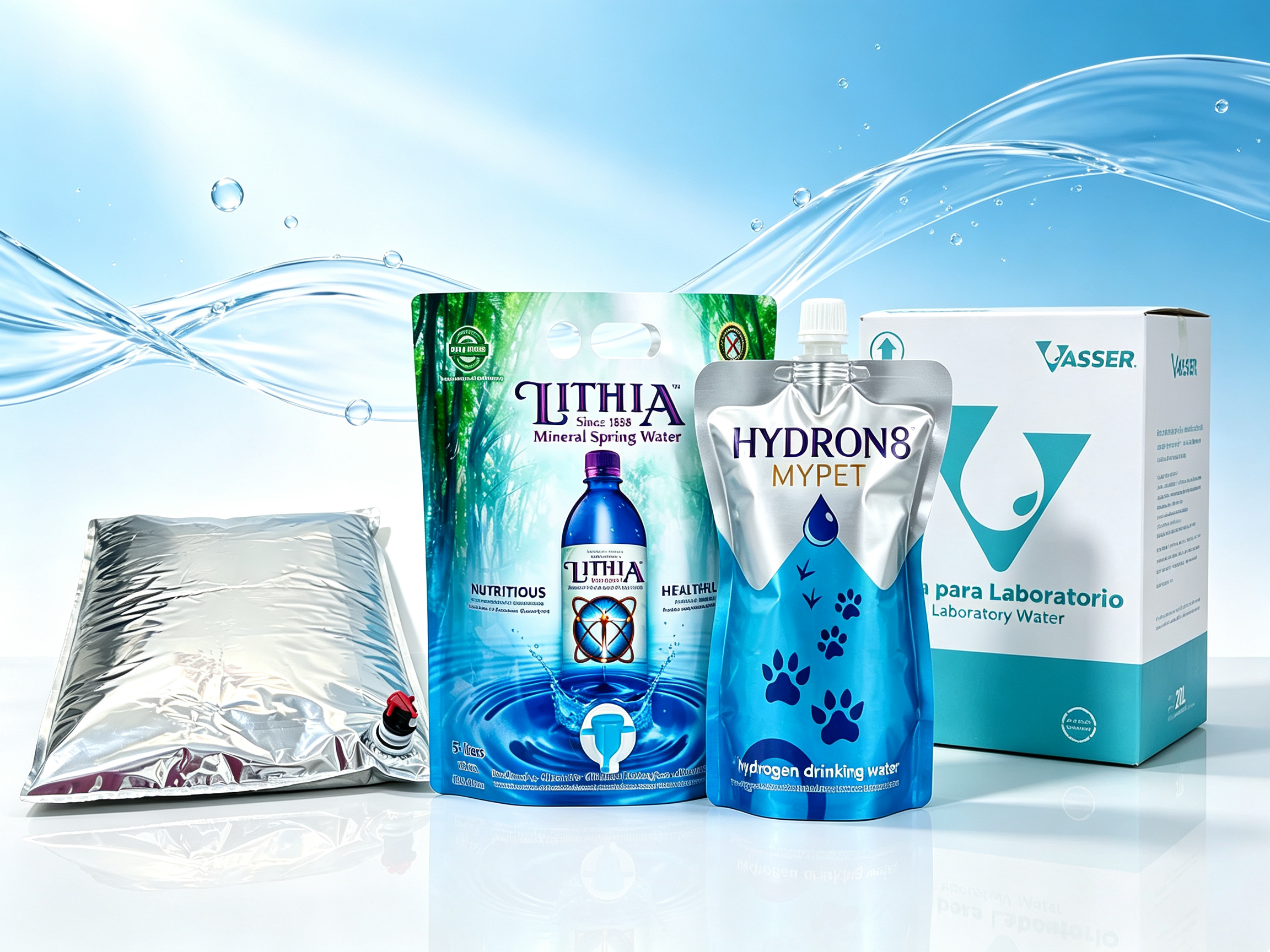5L 20L Transparent Bag In Box BIB Water Pouches With Custom Printed Cardboard Box | Lab Water Flexible Bib Packaging OEM