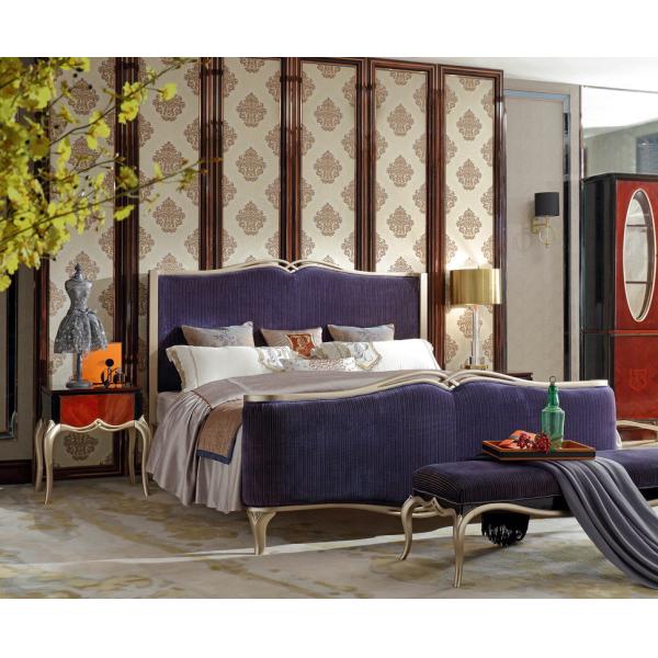 Custom made European design Long bench furniture by Fabric upholstered with Sliver painting legs