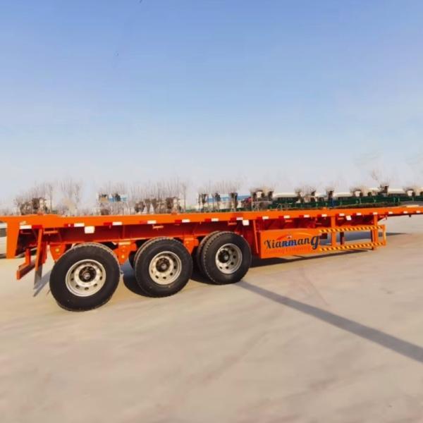 Commercial 3 axes extensible 40ft 60 tonnes plat semi-remorque, plate-forme semi-remorque pour le tracteur camion et le transport de marchandises