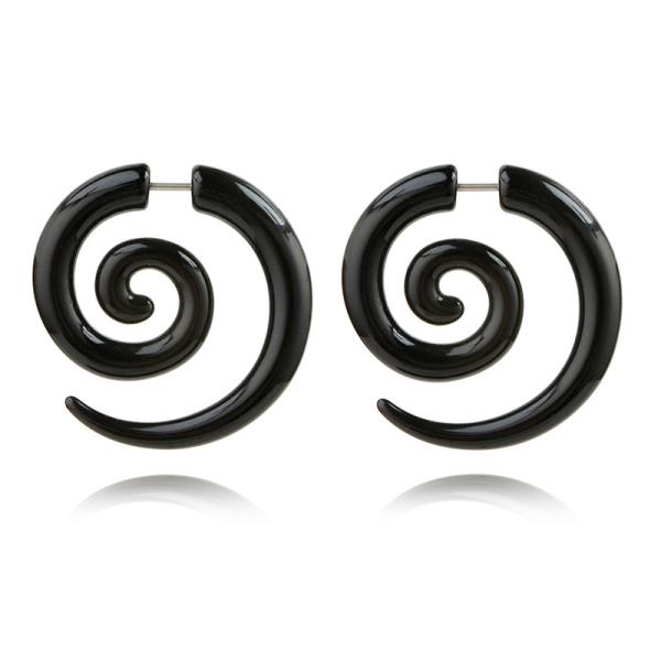 Ethnic Black Spiral Earrings Ear Plugs Acrylic Piercing Drop Earring Punk Twister Earrings for Women