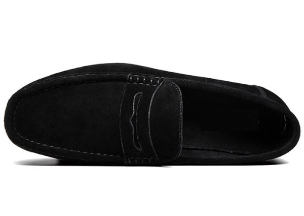 Summer Suede Loafers Mens Leather Moccasins Shoes , Mens Black Slip On Dress Shoes
