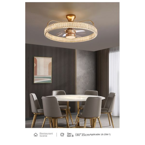 Modern Luxury Crystal Fan Lamp for Bedroom 2026 Trending Invisible Ceiling Fan LED DC Integrated Electric Wind Shaking Head