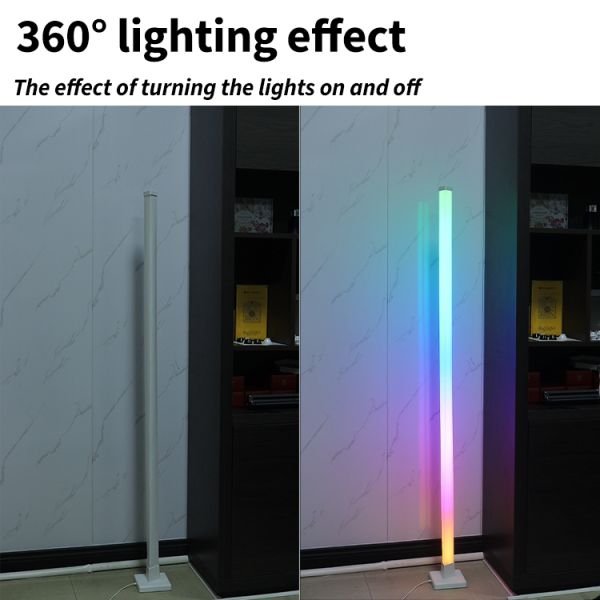 ABS Shade Material RGBIC Smart LED Floor Lamp Modern White Corner Light Music Sync Dimmable Lighting App Controlled Lighting