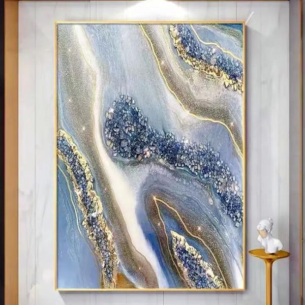Canvas Support Base Hand Painted 3D Abstract Luxury Modern Oil Large Framed Wall Art for Home Living Room Hotel Wall Decor