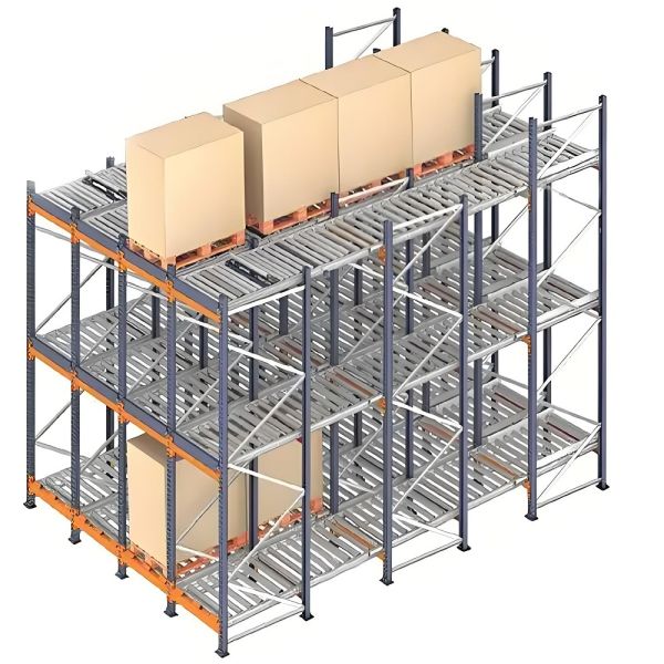 High Density Warehouse Gravity Racking System with Adjustable Rollers and Durable Q235B Steel Structure