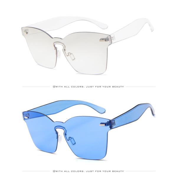 UV400 Rimless Square Frame One Piece Lens Band Packaging Women Hot Sale Sunglasses