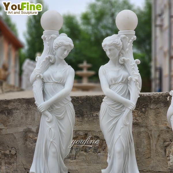 Garden Decor Modern Life Size New Floor Stone Sculpture Woman Marble Carving Statue Lamp