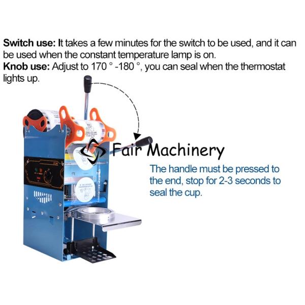 750W 500times/h Cup Filling Sealing Machine , 115mm Bubble Tea Cup Sealing Machine