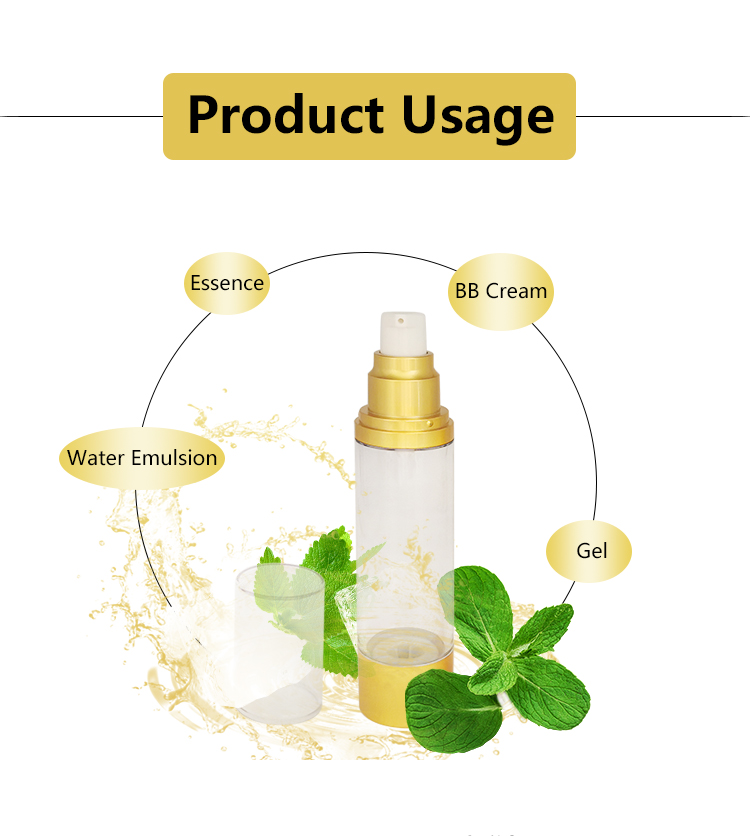бутылка насоса пустого ясного золота безвоздушная для упаковки skincare