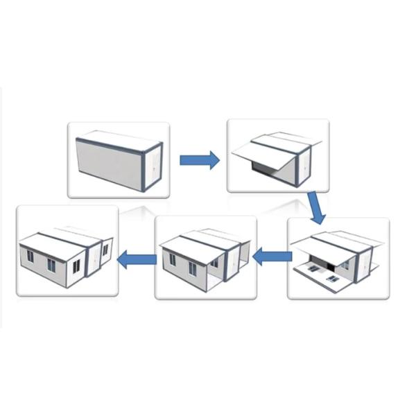 Expandable Layout Prefab Container House Fiberglass Panels Sleek Yellow Exterior