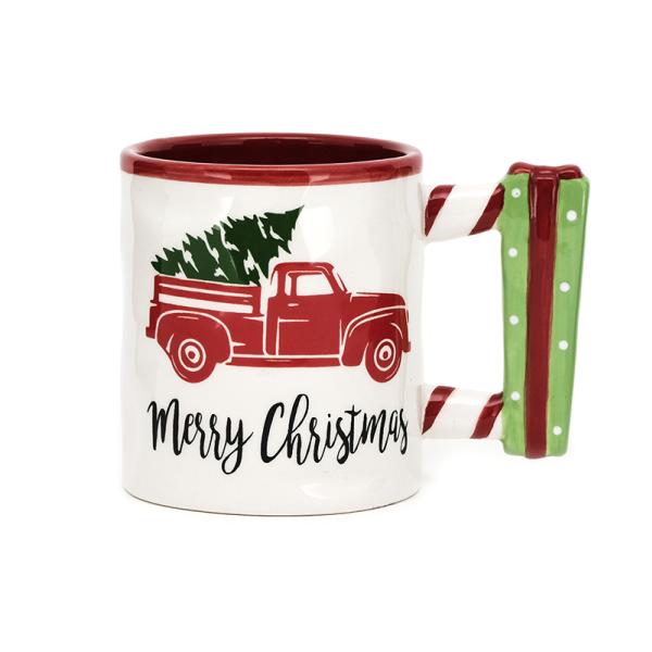 coffee bulk mugs Christmas 10OZ ceramic mug with 3D holder porcelain christmas dinnerware