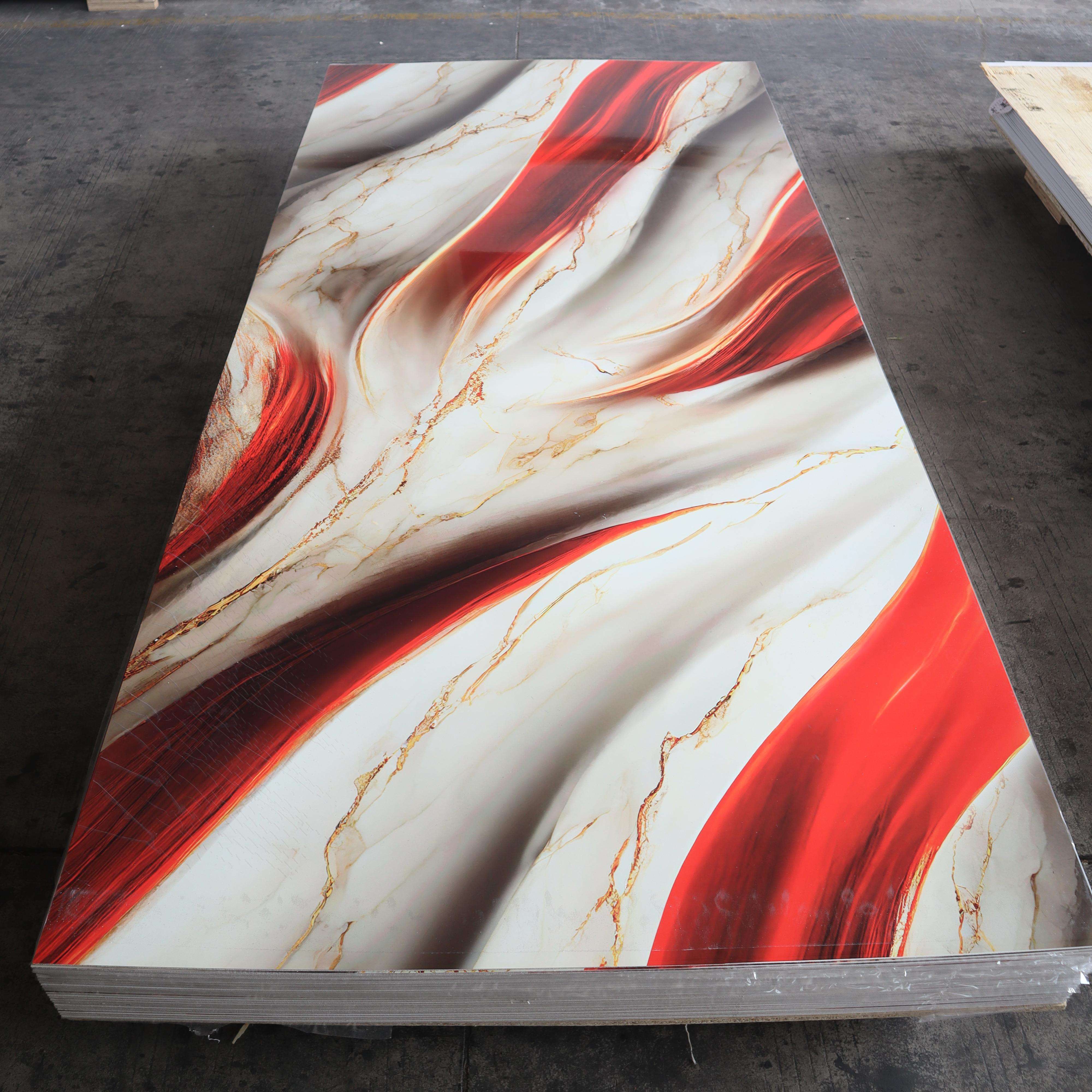 Latest PVC Marble Sheet With UV Coating Waterproof Interlocking Installation For