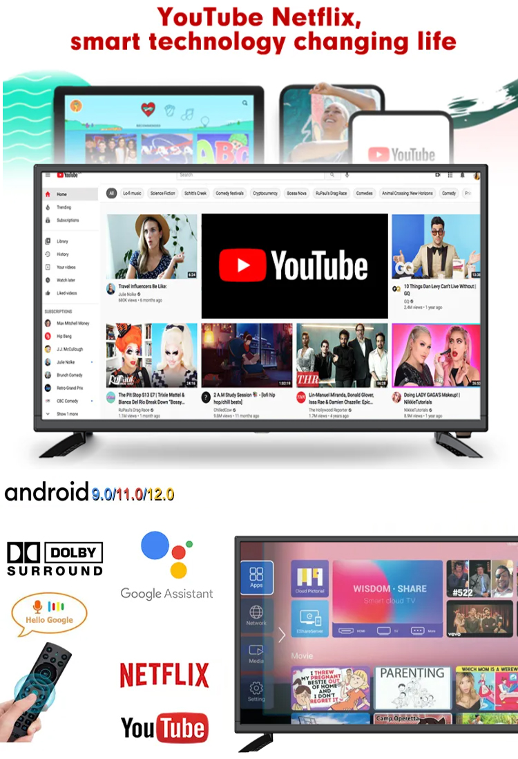Специальный 2k 4k Smart LED телевизор Плоский экран телевизор OEM Android Tv Smart 32 40 Android Tv 43