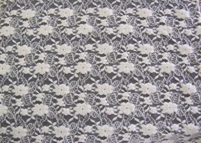 Ecological Standard White Brushed Lace Fabric For Wedding Dress , Embroidered