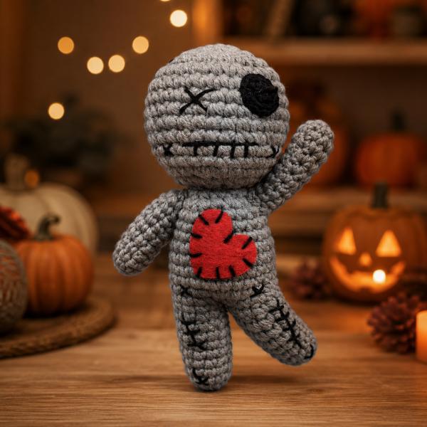 Crochet Voodoo Doll Set Halloween Plush Decorations Handmade Style Spooky Party Decor Goth Room Ornament Festival Display Stuffed Yarn Doll for Haunted House Carnival Cosplay Gifts
