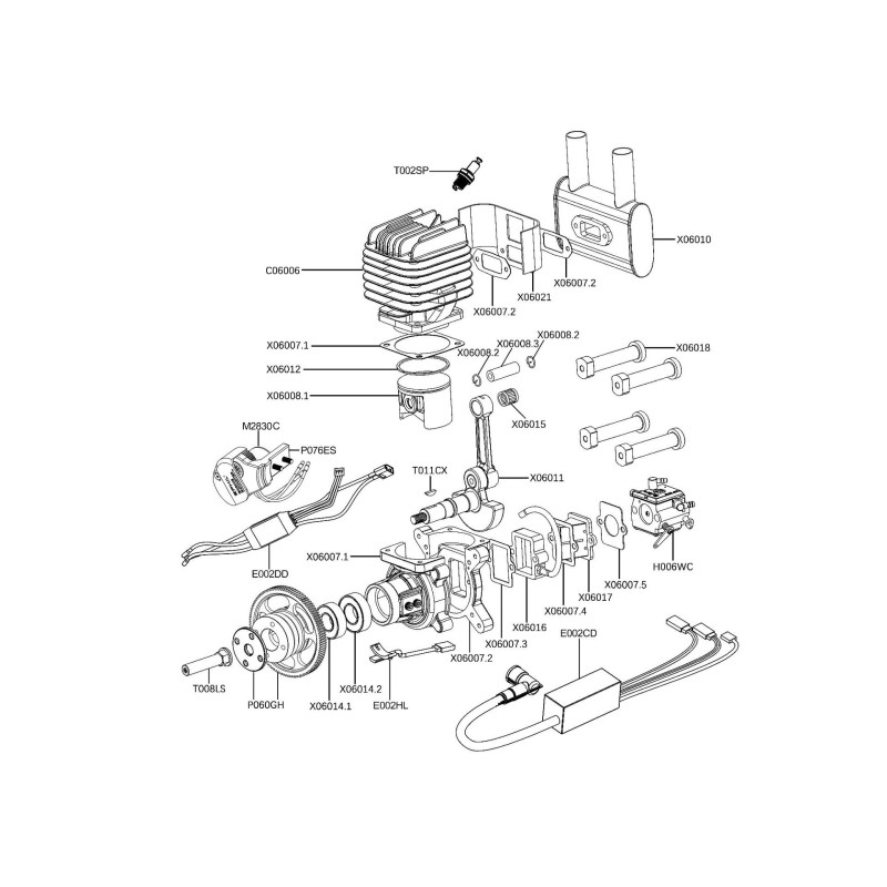60cc-R PRO Model Gasoline/Electric Start Two-Stroke Rear Fixed-Wing Airplane Engine Drones Accessories