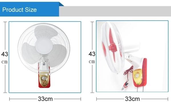 Plastic 16 Inch Industrial Wall Mounted Fan With Pull Strings and Lithium Battery