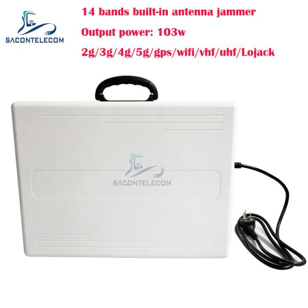 103W 14 Bands Mobile Phone Signal Jammer with Built-in Antennas for 5G WiFi GPS UHF/VHF
