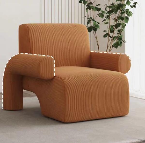 Corduroy Wood Frame Armchair , Comfortable Fabric Covered Armchairs