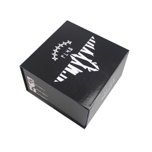 Boîte à chapeau pliante en carton rigide avec emballage cadeau magnétique noir avec logo personnalisé en gros