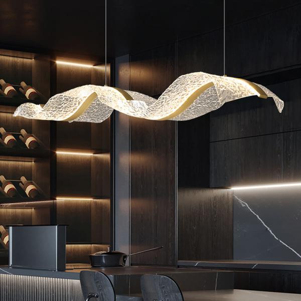 Streamer Shape Modern LED Acrylic Chandelier Light , Luxury LED Pendent Lamp