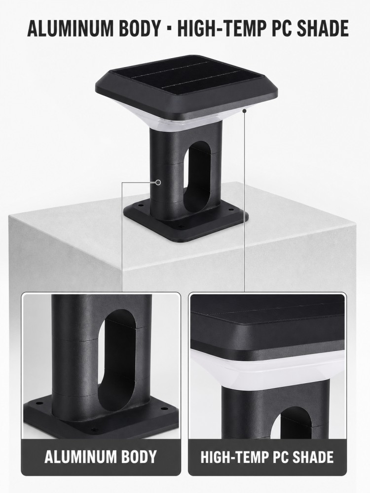 Low Power 5W OSRAM 2835 LED Solar Post Top Lights UV Resistant With Aluminum Housing