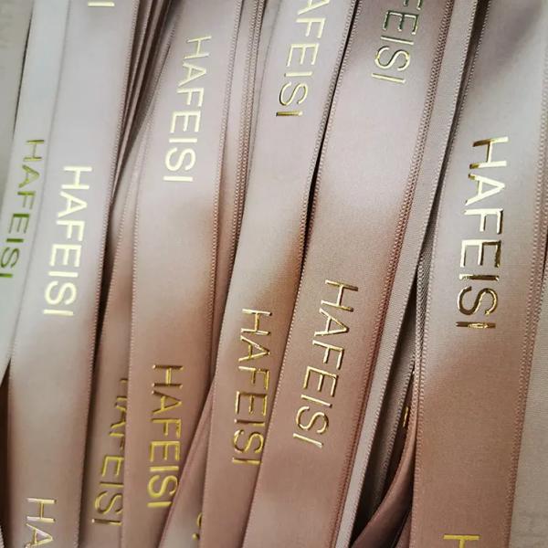 золото 3D напечатало ленту полиэстера логотипа для одиночной ленты сатинировки стороны для аксессуаров волос