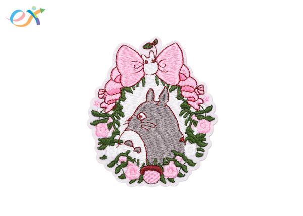 Pink Color Iron On Embroidered Patches Custom Cute Cartoon Mole Laser Cut