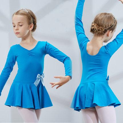 Children's Long sleeve cotton butterfly knot aesthetic style dance costumes  ballet dance leotard dress