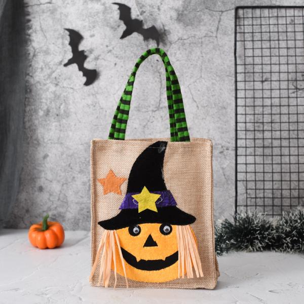 In-stock New Halloween Gift Non-woven Tote Bag Candy Pumpkin Bag Decoration Prop Gift Bag