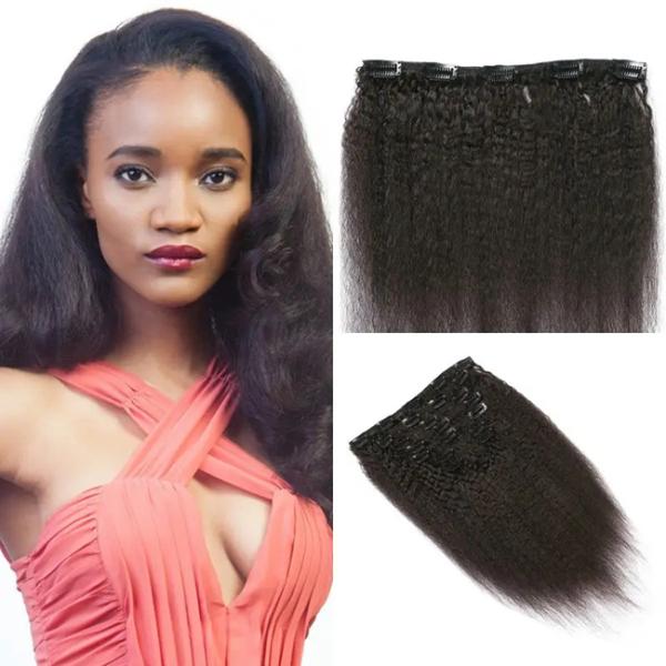 Yaki Kinky Malaysian Weave Hair Seamless Clip In Extensions 7pcs