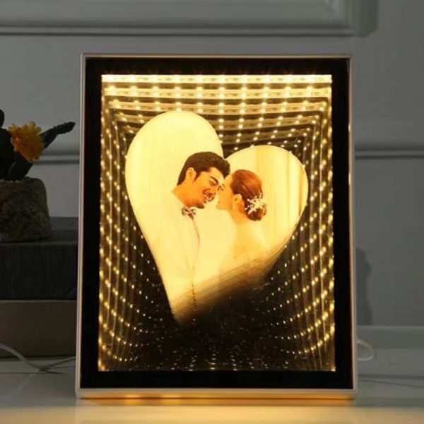 Custom Sublimation Blank 3D LED Magic Mirror Photo Frame For Gifts Home Decoration