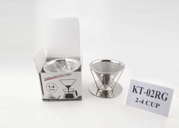 Eco - Friendly Stainless Steel Coffee Dripper Reusable With Separating Stand