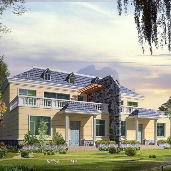 Sandwich Panel Light Steel Villa House / Contemporary Prefabricated Homes
