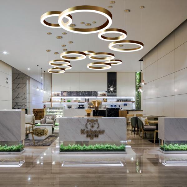 Света приведенные современного потолка аллуминум золота круглого привесные для гостиницы кухни проектируют освещение