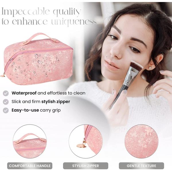 Travel Toiletry Makeup Bag For Women PU Leather Organizer Waterproof Case