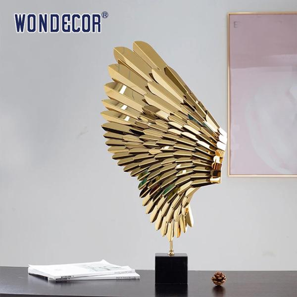 Décoration d'art métallique abstrait Des ailes d'ange Sculpture en acier inoxydable
