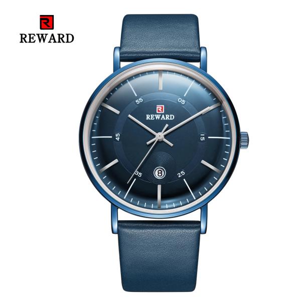 SGS Mens Leather Strap Watches 2.5D Mineral Glass Three Hand 3 Atm Water Resistant