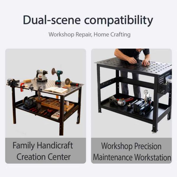 Adjustable Height Welding Workbench Collapsible Ventilated Hole Heavy Duty Load Bearing Screw Leveling Feet