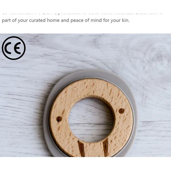 Grey Walrus Shaped Silicone Beech Wooden Teething Rings BPA Free