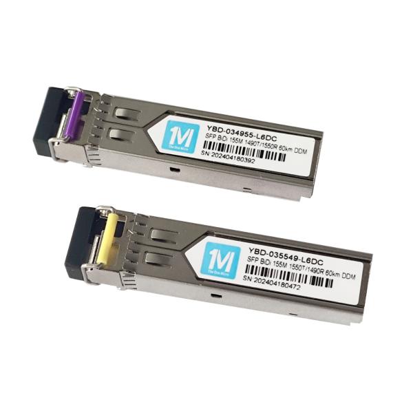 FTTX Time Fiber Optic Transceivers 155M BIDI 60km 1490nm/1550nm LC Connector DDM WDM Simplex SFP Module for Time FTTX