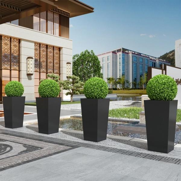 Restaurants Metal Flower Planter Square Black Metal Plant Pot