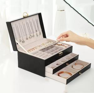 Boîte en cuir anti-graisse d'emballage de bijoux vernissant recyclable