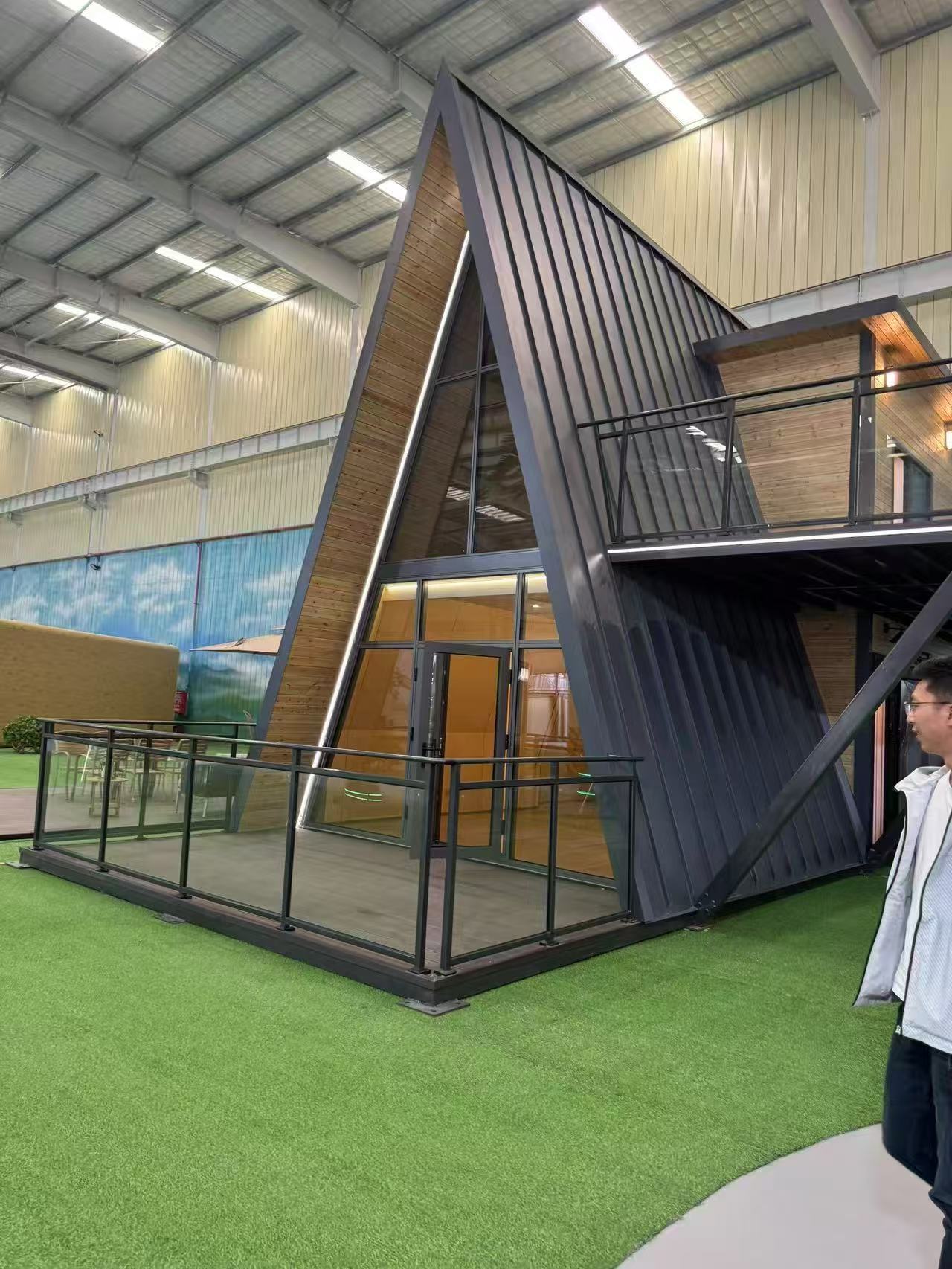 Low Cost Prefabricated House Triangle Prefab Home with Steel Frame for Hotels or Personal Use Durable Container Structure