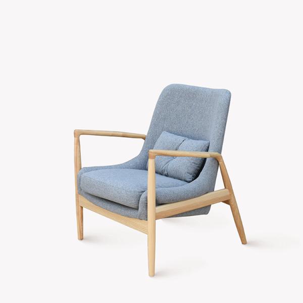 Oak Wood Blue Restaurant Sofa Chair Nordic Modern Type 66 * 69 * 84 Cm