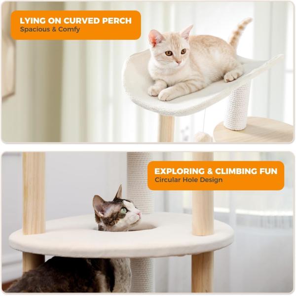 Customized Size 51 Inches 5-Level Cat Tree Cat Tower Activity Center With Scratching Posts Beige