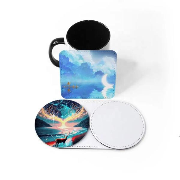 10*10cm Custom Leather Coaster Blanks For Sublimation Photo Printing