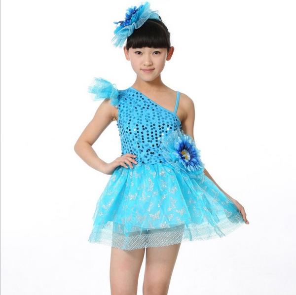 Girl's children's performing stage costumes under the modern clothing dance skirt sequined