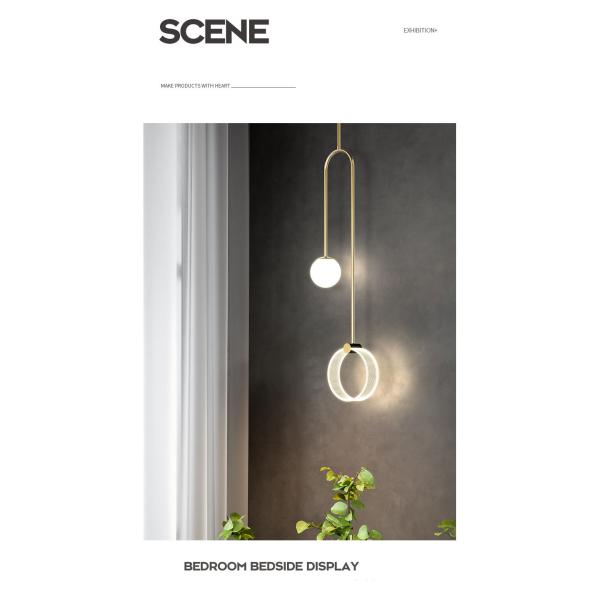 Modern Iron Minimalist Style High Glass Bamboo LED Pendant Lights for Control Mode