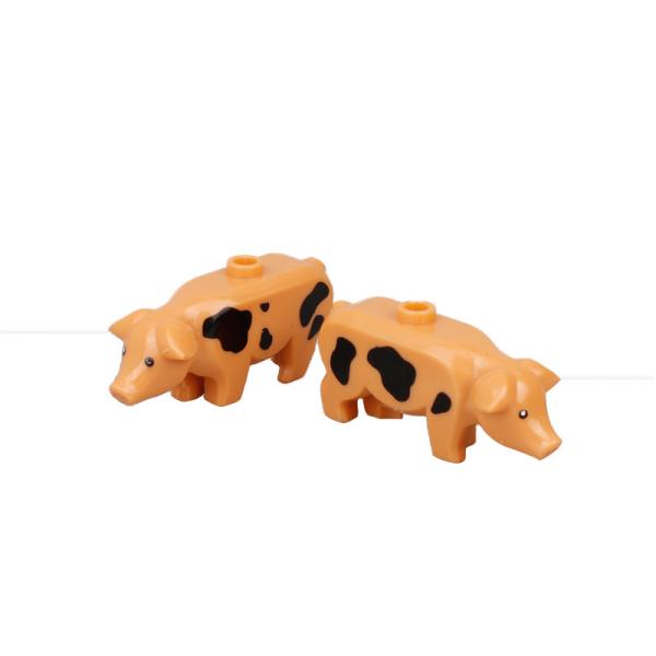 MOC mini figures customized farm cute animal spotted pig farm construction figures building blocks